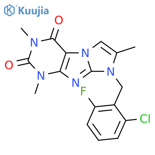 8-(2-chloro-6-fluorophenyl)methyl-1,3,7-trimethyl-1H,2H,3H,4H,8H-imidazo1,2-gpurine-2,4-dione structure
