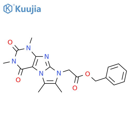 benzyl 2-{1,3,6,7-tetramethyl-2,4-dioxo-1H,2H,3H,4H,8H-imidazo1,2-gpurin-8-yl}acetate structure