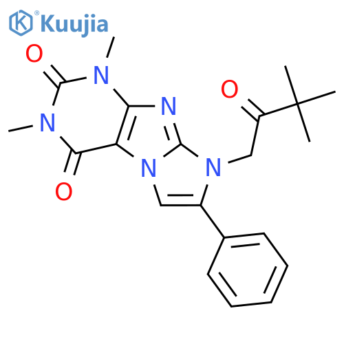 8-(3,3-dimethyl-2-oxobutyl)-1,3-dimethyl-7-phenyl-1H,2H,3H,4H,8H-imidazo1,2-gpurine-2,4-dione structure