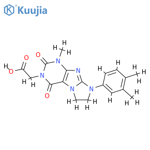 2-8-(3,4-dimethylphenyl)-1-methyl-2,4-dioxo-1H,2H,3H,4H,6H,7H,8H-imidazo1,2-gpurin-3-ylacetic acid structure