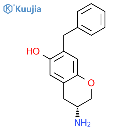 2H-1-Benzopyran-6-ol, 3-amino-3,4-dihydro-7-(phenylmethyl)-, (3R)- structure