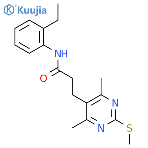 3-(4,6-dimethyl-2-methylsulfanylpyrimidin-5-yl)-N-(2-ethylphenyl)propanamide structure