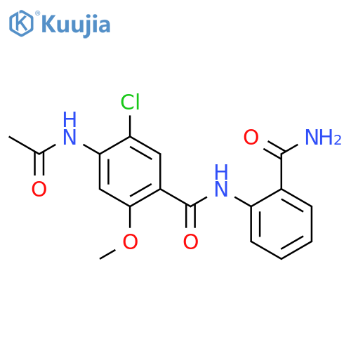 4-(acetylamino)-N-(2-carbamoylphenyl)-5-chloro-2-methoxybenzamide structure