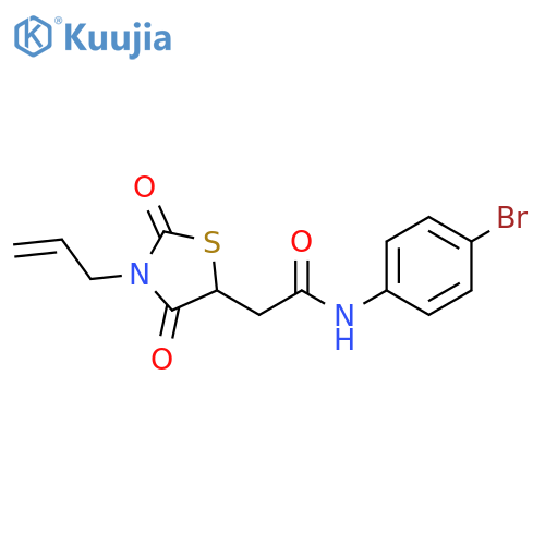 N-(4-bromophenyl)-2-2,4-dioxo-3-(prop-2-en-1-yl)-1,3-thiazolidin-5-ylacetamide structure