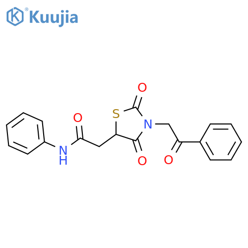 2-2,4-dioxo-3-(2-oxo-2-phenylethyl)-1,3-thiazolidin-5-yl-N-phenylacetamide structure