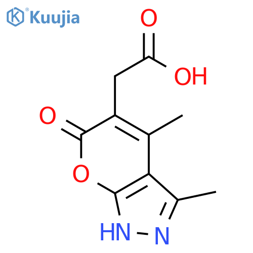 2-(3,4-Dimethyl-6-oxo-1,6-dihydropyrano[2,3-c]pyrazol-5-yl)acetic acid structure