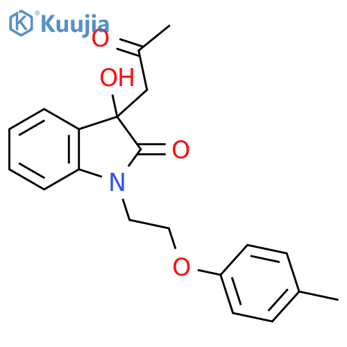 3-hydroxy-1-2-(4-methylphenoxy)ethyl-3-(2-oxopropyl)-2,3-dihydro-1H-indol-2-one structure