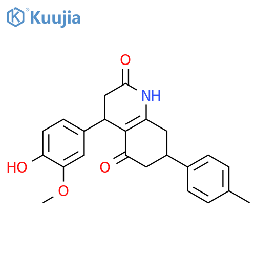 <br>4-(4-Hydroxy-3-methoxy-phenyl)-7-p-tolyl-4,6,7,8-tetrahydro-1H,3H-quinoline -2,5-dione structure