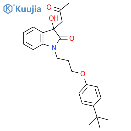 1-3-(4-tert-butylphenoxy)propyl-3-hydroxy-3-(2-oxopropyl)-2,3-dihydro-1H-indol-2-one structure
