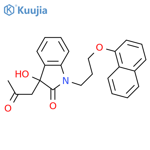 3-hydroxy-1-3-(naphthalen-1-yloxy)propyl-3-(2-oxopropyl)-2,3-dihydro-1H-indol-2-one structure