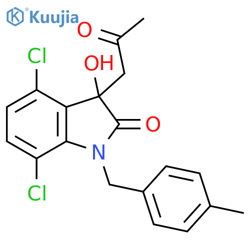 4,7-dichloro-3-hydroxy-1-(4-methylphenyl)methyl-3-(2-oxopropyl)-2,3-dihydro-1H-indol-2-one structure