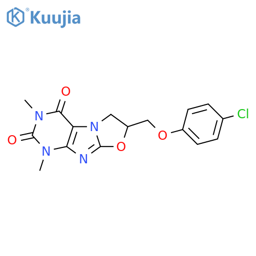 7-(4-chlorophenoxy)methyl-1,3-dimethyl-1H,2H,3H,4H,6H,7H-1,3oxazolo3,2-gpurine-2,4-dione structure