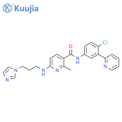 3-Pyridinecarboxamide,N-[4-chloro-3-(2-pyridinyl)phenyl]-6-[[3-(1H-imidazol-1-yl)propyl]amino]-2-methyl- structure