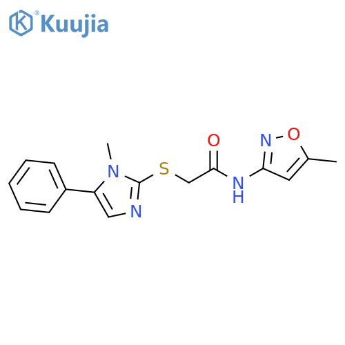 N-(5-methyl-1,2-oxazol-3-yl)-2-(1-methyl-5-phenyl-1H-imidazol-2-yl)sulfanylacetamide structure