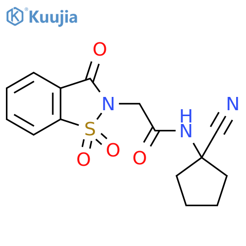 1,2-Benzisothiazole-2(3H)-acetamide, N-(1-cyanocyclopentyl)-3-oxo-, 1,1-dioxide structure