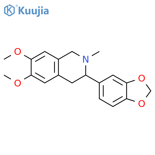 Isoquinoline,3-(1,3-benzodioxol-5-yl)-1,2,3,4-tetrahydro-6,7-dimethoxy-2-methyl- structure