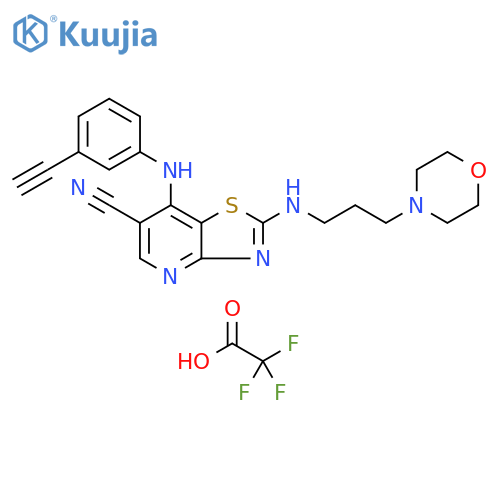 Thiazolo[4,5-b]pyridine-6-carbonitrile,7-[(3-ethynylphenyl)amino]-2-[[3-(4-morpholinyl)propyl]amino]-,trifluoroacetate structure