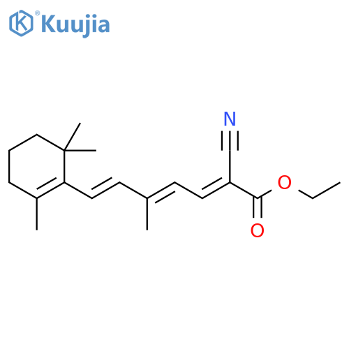 2,4,6-Heptatrienoic acid, 2-cyano-5-methyl-7-(2,6,6-trimethyl-1-cyclohexen-1-yl)-, ethyl ester, (E,E,E)- (9CI) structure