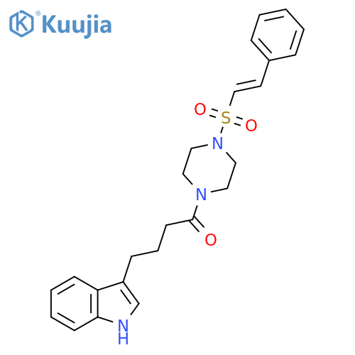 4-(1H-indol-3-yl)-1-[4-(2-phenylethenesulfonyl)piperazin-1-yl]butan-1-one structure