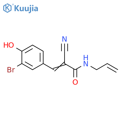 (2E)-3-(3-bromo-4-hydroxyphenyl)-2-cyano-N-(prop-2-en-1-yl)prop-2-enamide structure