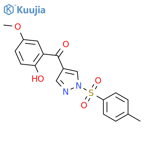 <br>(2-Hydroxy-5-methoxy-phenyl)-[1-(toluene-4-sulfonyl)-1H-pyrazol-4-yl]-metha none structure