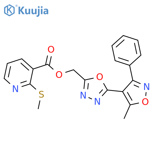 [5-(5-Methyl-3-phenyl-1,2-oxazol-4-yl)-1,3,4-oxadiazol-2-yl]methyl 2-(methylsulfanyl)pyridine-3-carboxylate structure