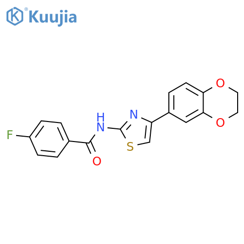 N-4-(2,3-dihydro-1,4-benzodioxin-6-yl)-1,3-thiazol-2-yl-4-fluorobenzamide structure