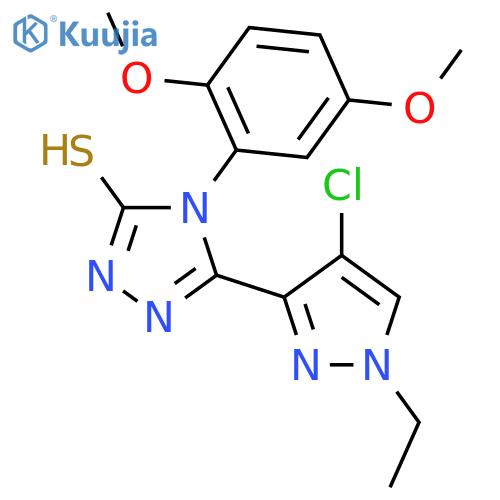 <br>5-(4-Chloro-1-ethyl-1H-pyrazol-3-yl)-4-(2,5-dimethoxy-phenyl)-4H-[1,2,4]tri azole-3-thiol structure
