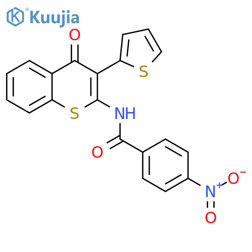 4-nitro-N-4-oxo-3-(thiophen-2-yl)-4H-thiochromen-2-ylbenzamide structure