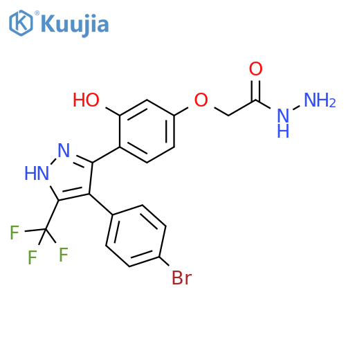 2-{4-4-(4-bromophenyl)-5-(trifluoromethyl)-1H-pyrazol-3-yl-3-hydroxyphenoxy}acetohydrazide structure
