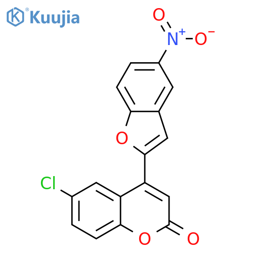 6-chloro-4-(5-nitro-1-benzofuran-2-yl)-2H-chromen-2-one structure