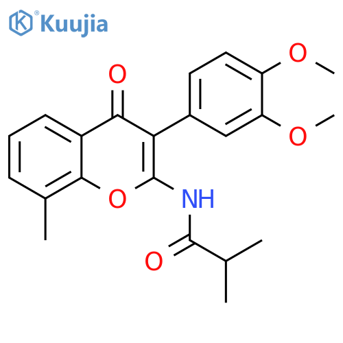 N-3-(3,4-dimethoxyphenyl)-8-methyl-4-oxo-4H-chromen-2-yl-2-methylpropanamide structure