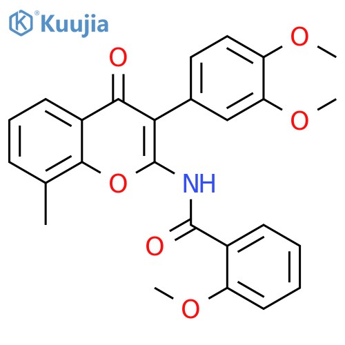 N-3-(3,4-dimethoxyphenyl)-8-methyl-4-oxo-4H-chromen-2-yl-2-methoxybenzamide structure