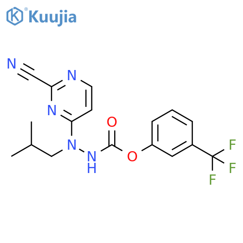 Hydrazinecarboxylic acid, 2-(2-cyano-4-pyrimidinyl)-2-(2-methylpropyl)-,3-(trifluoromethyl)phenyl ester structure