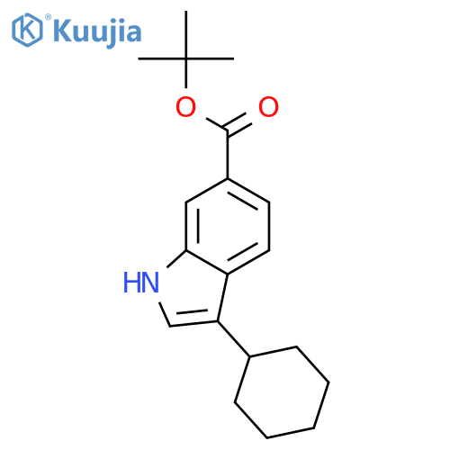 1H-INDOLE-6-CARBOXYLIC ACID, 3-CYCLOHEXYL-, 1,1-DIMETHYLETHYL ESTER structure