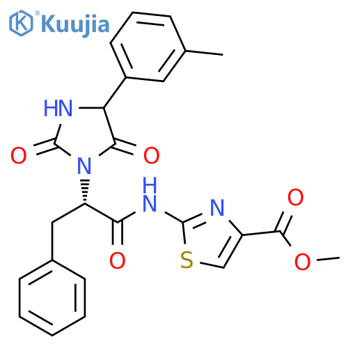 4-Thiazolecarboxylic acid,2-[[(2S)-2-[4-(3-methylphenyl)-2,5-dioxo-1-imidazolidinyl]-1-oxo-3-phenylpropyl]amino]-, methyl ester structure