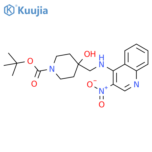 1-Piperidinecarboxylic acid,4-hydroxy-4-[[(3-nitro-4-quinolinyl)amino]methyl]-, 1,1-dimethylethylester structure