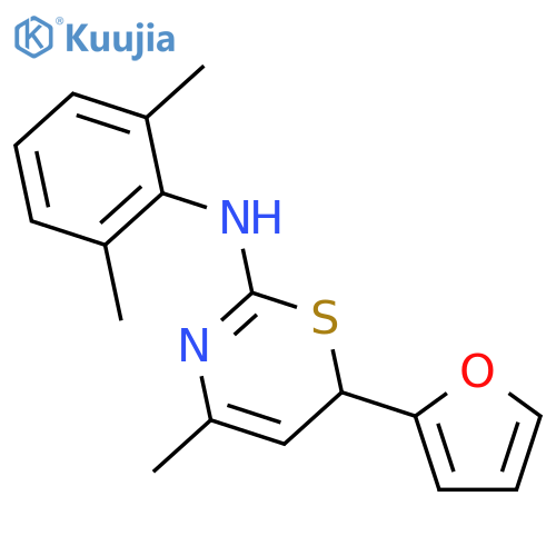 6H-1,3-THIAZIN-2-AMINE, N-(2,6-DIMETHYLPHENYL)-6-(2-FURANYL)-4-METHYL- structure
