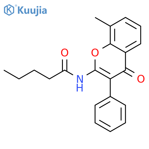 N-(8-methyl-4-oxo-3-phenyl-4H-chromen-2-yl)pentanamide structure