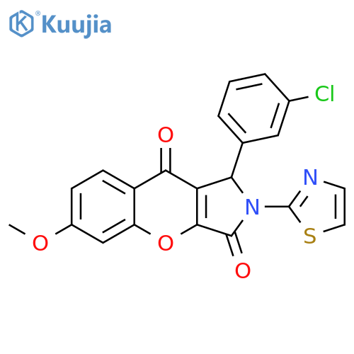 1-(3-chlorophenyl)-6-methoxy-2-(1,3-thiazol-2-yl)-1H,2H,3H,9H-chromeno2,3-cpyrrole-3,9-dione structure