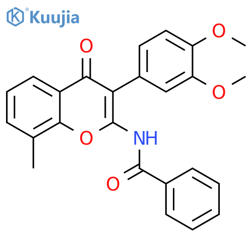 N-3-(3,4-dimethoxyphenyl)-8-methyl-4-oxo-4H-chromen-2-ylbenzamide structure