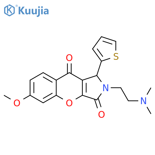 2-2-(dimethylamino)ethyl-6-methoxy-1-(thiophen-2-yl)-1H,2H,3H,9H-chromeno2,3-cpyrrole-3,9-dione structure