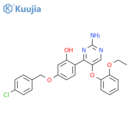 2-2-amino-5-(2-ethoxyphenoxy)pyrimidin-4-yl-5-(4-chlorophenyl)methoxyphenol structure
