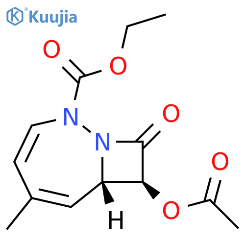 1,2-Diazabicyclo[5.2.0]nona-3,5-diene-2-carboxylic acid, 8-(acetyloxy)-5-methyl-9-oxo-, ethyl ester, cis- (9CI) structure