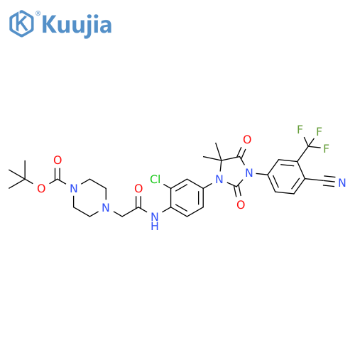 1-Piperazinecarboxylic acid,4-[2-[[2-chloro-4-[3-[4-cyano-3-(trifluoromethyl)phenyl]-5,5-dimethyl-2,4-dioxo-1-imidazolidinyl]phenyl]amino]-2-oxoethyl]-, 1,1-dimethylethylester structure