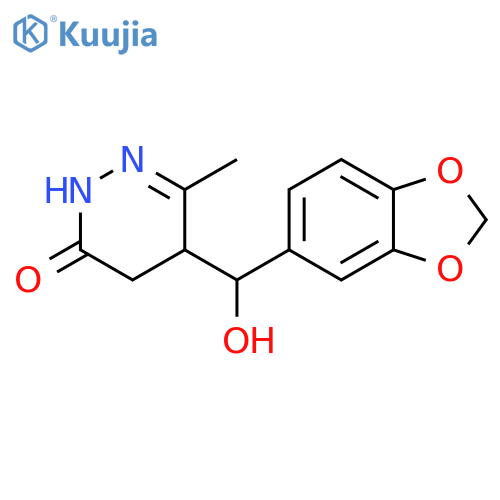 3(2H)-Pyridazinone,5-(1,3-benzodioxol-5-ylhydroxymethyl)-4,5-dihydro-6-methyl- structure