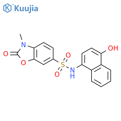 <br>N-(4-Hydroxynaphthalen-1-yl)-3-methyl-2-oxo-2,3-dihydrobenzo[d]oxazole-6-su lfonamide structure