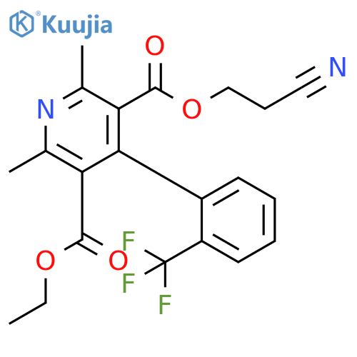 3,5-Pyridinedicarboxylic acid, 2,6-dimethyl-4-[2-(trifluoromethyl)phenyl]-, 3-(2-cyanoethyl) 5-ethyl ester structure