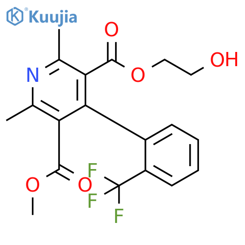 3,5-Pyridinedicarboxylic acid, 2,6-dimethyl-4-[2-(trifluoromethyl)phenyl]-, 3-(2-hydroxyethyl) 5-methyl ester structure