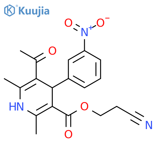 3-Pyridinecarboxylic acid, 5-acetyl-1,4-dihydro-2,6-dimethyl-4-(3-nitrophenyl)-, 2-cyanoethyl ester structure